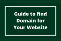 Guide to find Domain for your website